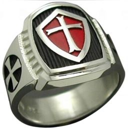 Mode Punk Stijl Rode Armor Shield Knight Templar Crusader 14K Gouden Ringen voor Mannen Sieraden Gift Groothandel