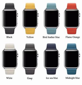 Fashion Pure Color lederen band voor Apple Watch Series 4321 4044mm -band vervangende polsbedel voor IWatch 42 38mm1574110