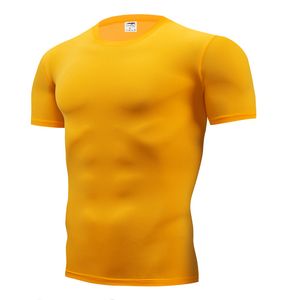 Mode Pure Color T-shirt Mannen Korte Mouw Compressie Dichte Tshirts Shirt S-4XL Summer kleding gratis transport