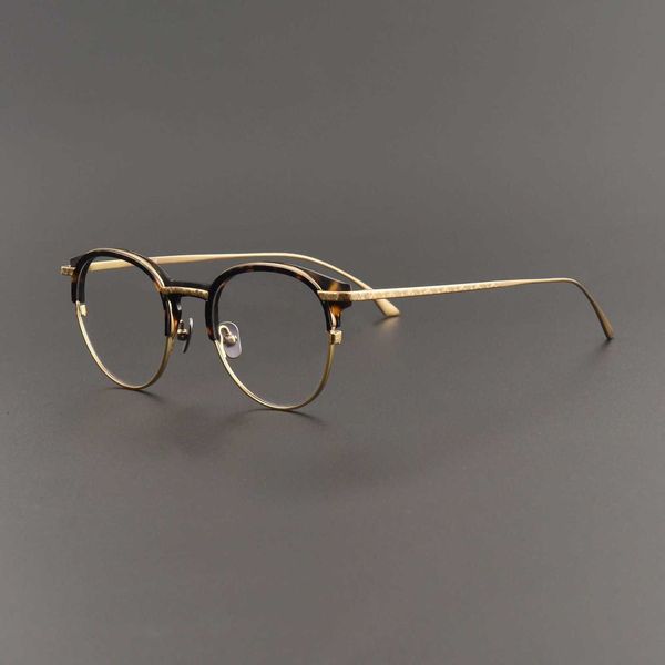 Mode pur designer fait à la main MASUNAGA plaque supérieure monture de lunettes classique circulaire et la même myopie masculine en titane ultra léger LEPUS peut être assortie en streaming en direct