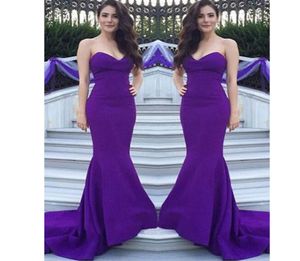 Fashion Purple Evening Jurns Vestidos de Festa van de schouder lieverd mouwloze sweep trein zeemeermin prom jurken9310299