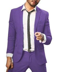 Tuxedos de marié violet à la mode, revers cranté, coupe cintrée, smoking de mariage, populaire pour hommes, blazer formel, veste de bal, costume (veste + pantalon + cravate) 336