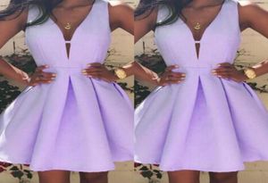 Fashion Purple Short Robes de bal sexy V Neck mini robe de cocktail arabe saoudien A Line Pageant Homecoming Party Gowns3941813