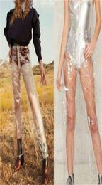Fashion PVC Pantalage étanche en plastique Transparent Pantalon de la jambe large solide