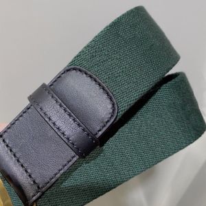 mode kwaliteit groen blauw web met zwart leer vrouwen riem met doos mode mannen klassieke gouden zilveren gesp riem mannen designe268b