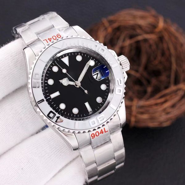 Moda Calidad Relojes para hombre Estilo 42 mm Esfera negra Maestro Automático Mecánico Cristal de zafiro Modelo clásico Reloj de pulsera plegable Reloj de hombre súper luminoso con caja