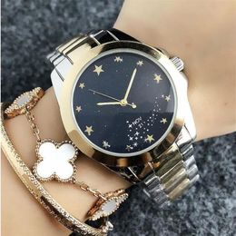 Reloj de calidad a la moda para mujer, estrella para mujer con el mismo párrafo, correa de metal de acero atractivo, reloj de cuarzo 2918
