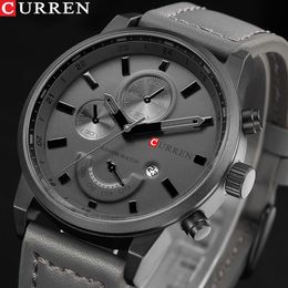 Fashion Quartz Watch Men Watches Curren Male Male Horloge Analogique Sport Mentide Casual Relogio Masculino Leather Drop304V