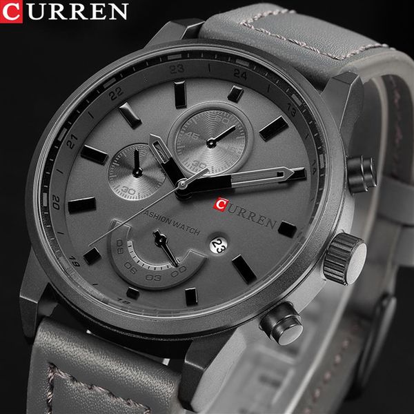 Mode montre à Quartz hommes montres CURREN mâle horloge analogique Sport hommes montre-bracelet décontracté Relogio Masculino cuir Drop2624