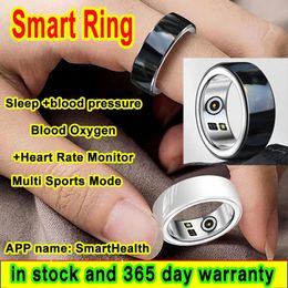 Fashion R8 Smart Ring Heart Ring Blood Druk Zuurstoftest Roestvrij staalrecords Calorie Multi Sports Finger Rings Men Women 240423