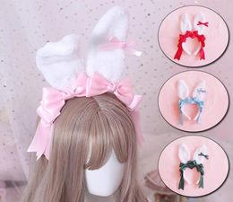 Fashion Rabbit Ears Hoofdband Y Plush Long Rabbit Bandana Hair Bands Lolita Cosplay Kostuum Anime Hairband Headpiece7116476