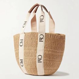 mode Raffia Straw Shoulder Beach Bag Womens top handvat Grote tote handtas Crossbody heren designer mand tassen luxe geweven clutch vrouw reizen weekend Woody tas