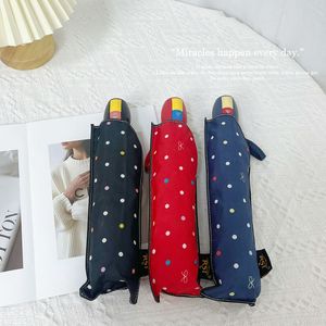 Fashion Rain Gear Winddicht Vrouw Bowknot Paraplu Outdoor Rainy Cute Dots Girl paraplu's luxe ontwerper Volledige automatische drievoudige studenten paraplu