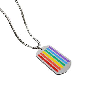 Fashion Rainbow Dog Tag Hanger Paar Rvs Regenboogvlag Les Dogs Tag Ketting Gay Ketting