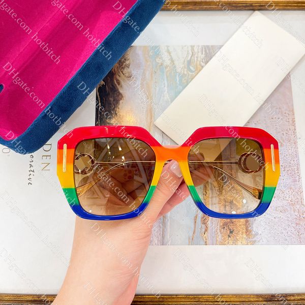 Gafas de sol de arcoíris a la moda, gafas de sol de diseñador para mujer, gafas de sol con letras de marco grande para hombre, gafas de sol de verano para playa al aire libre