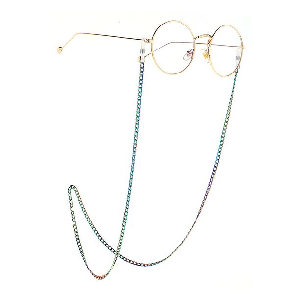 Cadena de gafas de lectura de moda para mujer, cordones de Metal para gafas de sol, cordón antideslizante para gafas, correas de soporte, collar colorido