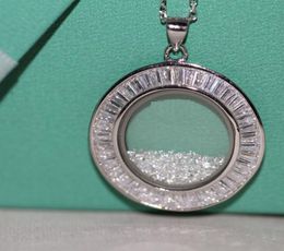 Mode réel 925 bijoux en argent sterling haute qualité cristal CZ diamants pendentif collier femmes bijoux grand rond zircon classique 7757229