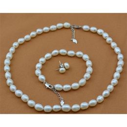 Fashion Real Freshwater Pearl Pearlace Pendientes Joyería Juego de joyas Bonito juego de joyas de joyería exquisita 240524