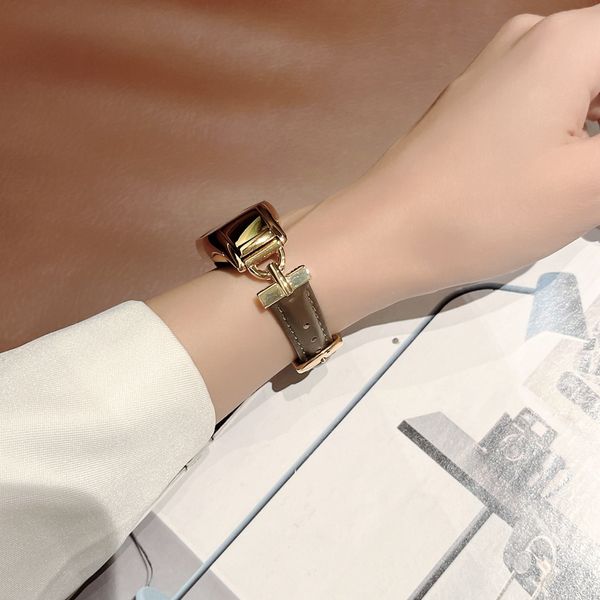 Correas de reloj delgadas de cuero real de moda para correa de reloj Xiaomi Mi 7 Bands 7 Series Correas Pulsera con patrón Relojes inteligentes Smartwatch Marrón Rosa Mujer