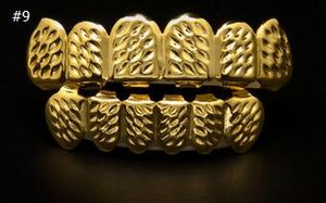 Fashion-REAL SHINY REAL GOLD PLACTING Top Bottom GRILLZ Bling Bouche Dents Caps Hip Hop Grills