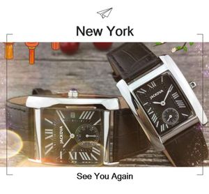 Fashion rechthoek Romeinse tankreeks Horloges Women Men Bee echte lederen riem Quartz Beweging Paren Super Bright Top Design Nice Clock Watch Gift