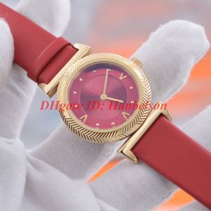 Mode RODE Damen Luxus Uhren vrouw Quartz orologio di lusso Hoge kwaliteit stalen kast Lederen band vouwsluiting Watch2319