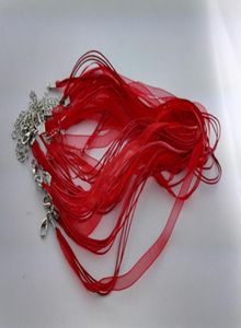 Mode rouge Organza Voile ruban colliers pendentifs chaînes cordon 18quot bijoux DIY1870347