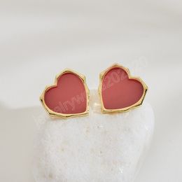 Mode rouge pêche coeur boucle d'oreille en métal goutte à goutte huile ornements Simple boucles d'oreilles pour femmes Couple enfant mignon Brincos bijoux