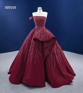 Mode rouge paillettes une épaule robe de bal de mariée robe de soirée de bal SM222105