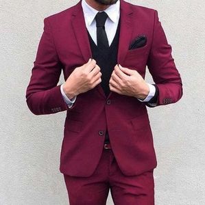 Mode Red Slim Fit Bruidegom Tuxedos Populaire Groomsmen Mens Trouwjurk Uitstekende Man Jacket Blazer 3 Stuk Suit (Jas + Broek + Vest + Tie) 661