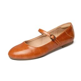Fashion Rekayla confortable Mary Jane Toe Toe's Round One Step Ballet Flat Shoes 935