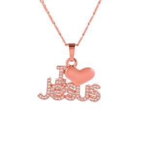 Mode Religieuze I Love Jesus hanger ketting voor vrouwen goud/rosé goud Christelijke sieraden accessoires LL