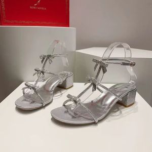 Mode Renecaovilla Caterina Sandalen schoenen vrouwen boogfeest bruiloft kristal verstrikt gladiator sandalias comfortwandeling met doos EU35-43 nieuw