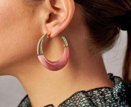 Fashion Resin Acrylique Round Hoop Ooy Earrings for Women Statement Big Hook Patchwork Tortoise Shell Boho Jewelry Brincos Huggie6795002