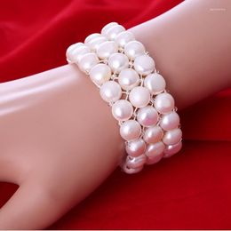 Mode retro onregelmatige natuurlijke gestoomde parels armband voor vrouw witte roze paarse linkketen