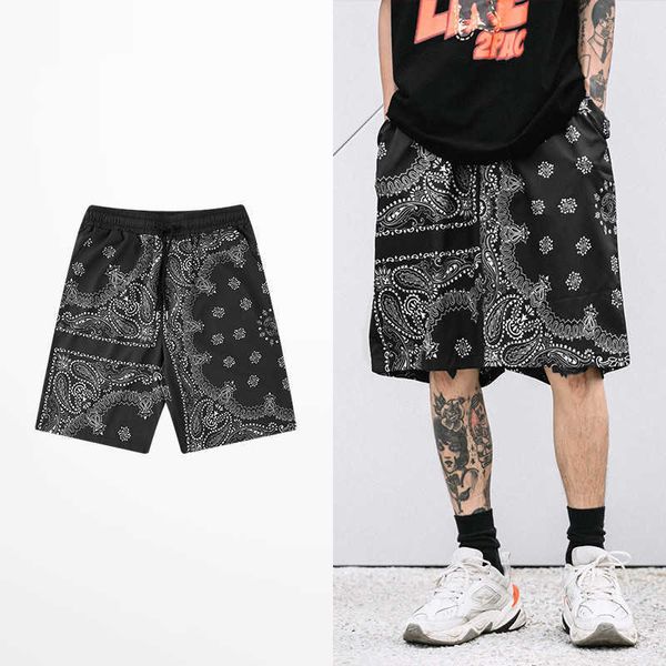 Moda Retro Pantalones cortos japoneses Desgaste casual de los hombres Marca de la marea Skateboard Street Hombre Shorts Hip-Hop Casionaria Imprimir Shorts x0705