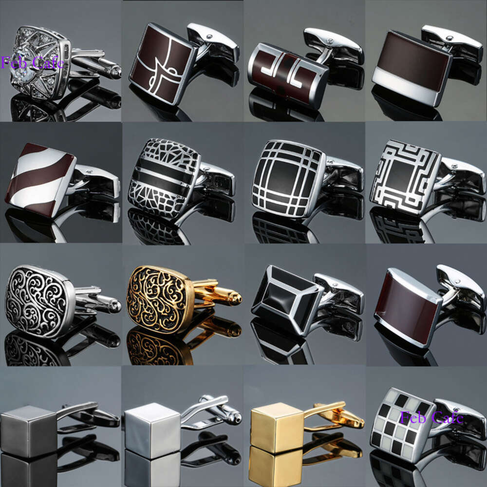 Moda Retro jiaomei jóias camisa masculina Série de punhos francês Série de padrões de esmalte Cube Bufflinks