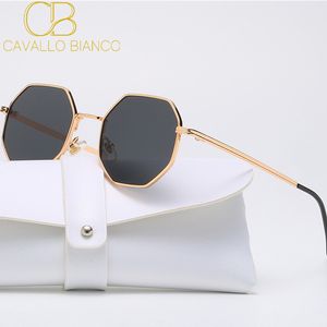 Mode retro zonnebrillen klassieke metalen polygonale zonnebril zonnebril achthoekglazen y2k cavallo bianco