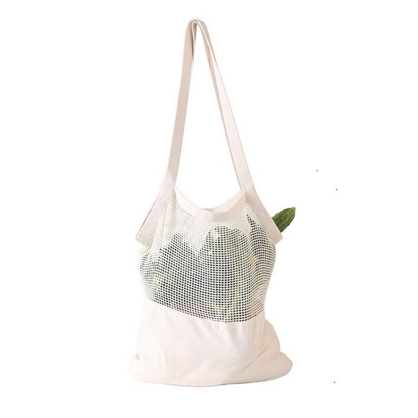 Mode Réutilisable Chaîne Sac À Provisions Fruits Légumes Eco Sac D'épicerie Portable Sac De Rangement Shopper Fourre-Tout Maille Net Coton Tissé T2I51701