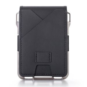 Fashion RFID Aluminium Metal Echt lederen tweevoudige portefeuilles voor mannen Dames ID Bankkaarthouder Slim Pocket Wallet Card Case2707