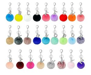 Mode Rhinestone 26 Letters Konijnenbont Bal Sleutelhanger Pompom Sleutelhanger Auto Sleutelhanger Dames Sleutelhouder Tas Hanger Charm Accessoires DB357