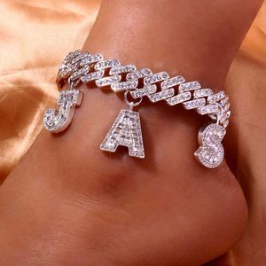Mode Rhinestone DIY Cubaanse link Anklet dikke armband groothandel voor vrouwen ketting iced out mannen blootsvoets op het been voet sieraden