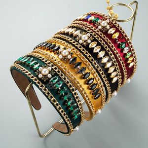 Mode strass hoofdband voor vrouwen brede zijde top luxueuze haarband party bruiloft haaraccessoires