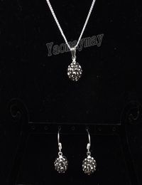 Set di gioielli con strass di moda Orecchini pendenti con palla da discoteca in ematite e collana per le donne 10 set Whole1791706