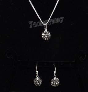 Mode Rhinestone sieraden set hematiet discobal hanger oorbellen en ketting voor vrouwen 10 sets hele8886383