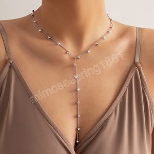 Mode Rhinestone Lange Tassel ketting voor vrouwen sexy choker kraag voor borst nek ketting feestje sieraden cadeau