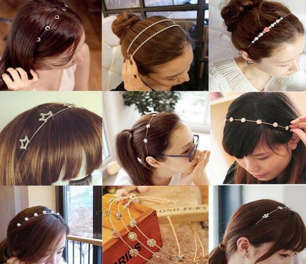Fashion Rhinestone Pearl Bandons Crystal Flower Bowknot Heart Star Hairbands Bridal Wedding Bijoux Girls Hairs Bands Women Head 2370386