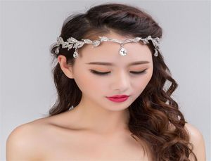Fashion Rhinaistone Silver Women Wedding Bridal front-tête chaîne coiffure Crystal Pendant Bride Tiara Hair Jewelry Accessory T11826417