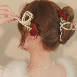 Fashion strass de rose Flock Rose Claw Femmes Ponytail Clips Hair Coids Elegant Headress Girls Hair Accessoires
