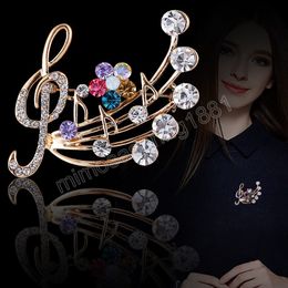 Mode strass muzieknoot broches voor dames meisjes broche elegante kristallen corsage feestaccessoires